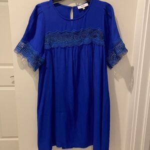 Suncoo Paris royal blue midi dress short sleeves size T1